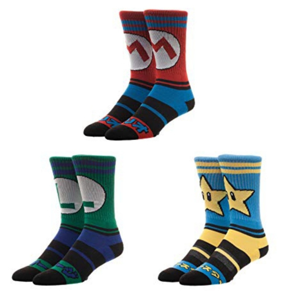Super Mario Athletic Socks Size 10-13 #HG14